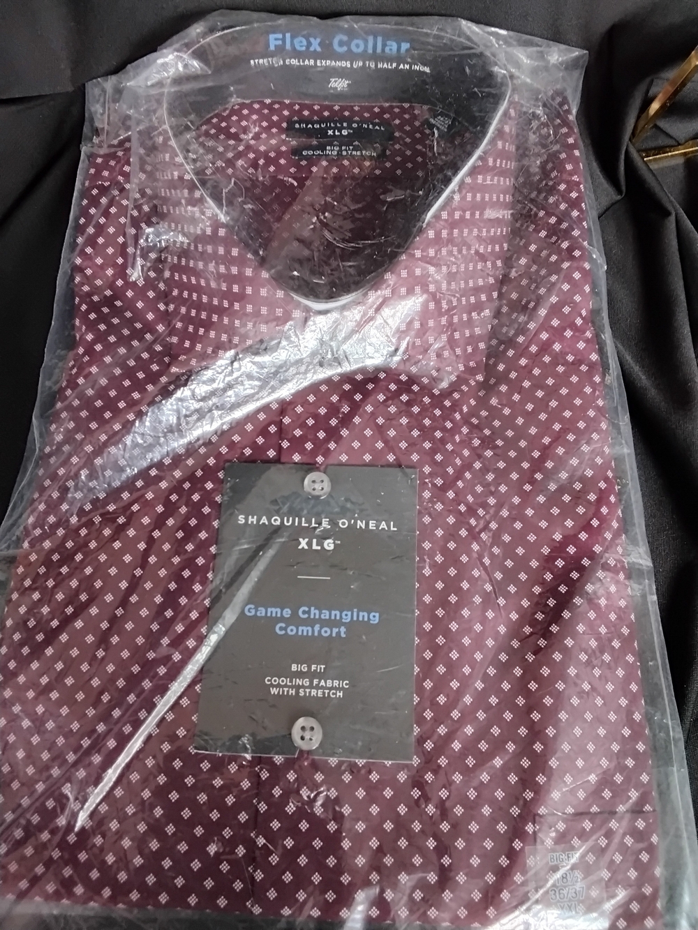 Men's Maroon Diamond-Print Dress Shirt - Flex Collar